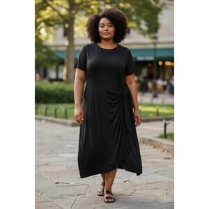 24/7 Maurices NWT Black Knit Wrap Tie Dress Boho Sz XL Prairie Festival Western